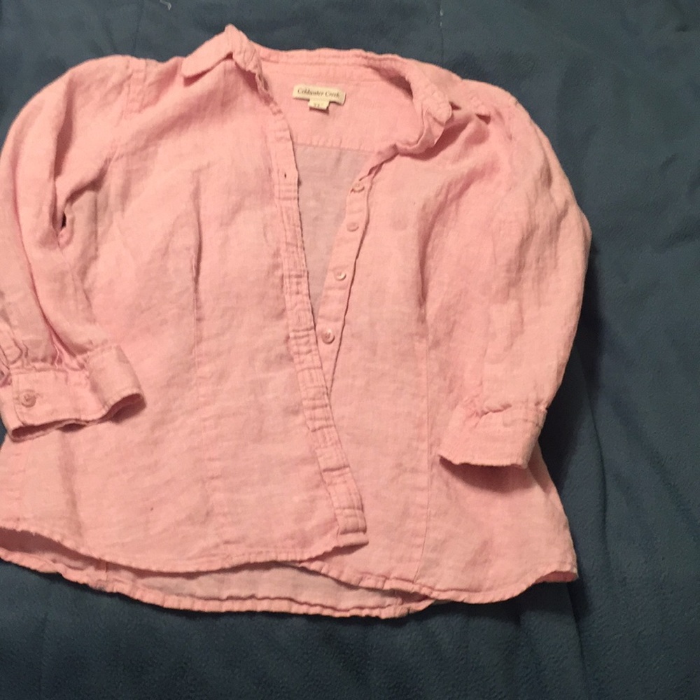 Pink linen Coldwater Creek button up